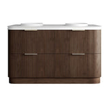 Otti Havana Fluted Freestanding Curve Vanity 1500mm Sable Walnut / Round Basin Moulded Top HAF1500SWMT-RB