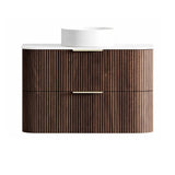 Otti Havana Fluted Wall Hung Curve Vanity 900mm Sable Walnut / Pure White Top HA900SWST-PW