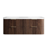 Otti Havana Fluted Wall Hung Curve Vanity 1500mm Sable Walnut / Square Basin Moulded Top HA1500SWMT-SB