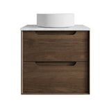Otti Byron Wall Hung Vanity 600mm Sable Walnut / Natural Carrara Marble Top BY600SWSTUD-NCA