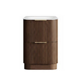 Otti Havana Fluted Freestanding Curve Vanity 600mm Sable Walnut / Chloe Silk Top HAF600SWMT-CS