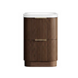Otti Havana Fluted Freestanding Curve Vanity 600mm Sable Walnut / Square Basin Moulded Top HAF600SWMT-SB