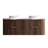 Otti Havana Fluted Wall Hung Curve Vanity 1500mm Sable Walnut / Cloudy Carrara Top HA1500SWST-CA