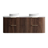 Otti Havana Fluted Wall Hung Curve Vanity 1500mm Sable Walnut / Pure White Top HA1500SWST-PW