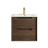 Otti Byron Wall Hung Vanity 600mm Sable Walnut / White Top BY600SWCT