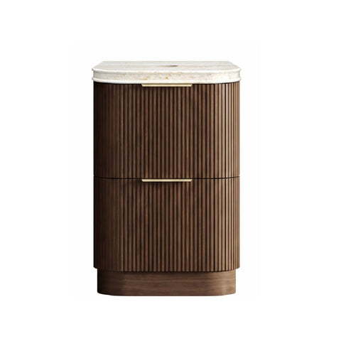 Otti Havana Fluted Freestanding Curve Vanity 600mm Sable Walnut / Sand Dune Top HAF600SWST-SD