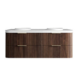 Otti Havana Fluted Wall Hung Curve Vanity 1500mm Sable Walnut / Round Basin Moulded Top HA1500SWMT-RB