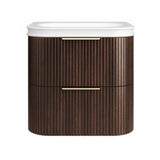 Otti Havana Fluted Wall Hung Curve Vanity 600mm Sable Walnut / Square Basin Moulded Top HA600SWMT-SB