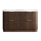 Otti Havana Fluted Freestanding Curve Vanity 1500mm Sable Walnut / Square Basin Moulded Top HAF1500SWMT-SB