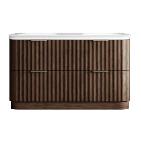 Otti Havana Fluted Freestanding Curve Vanity 1500mm Sable Walnut / Square Basin Moulded Top HAF1500SWMT-SB