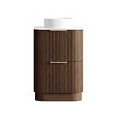 Otti Havana Fluted Freestanding Curve Vanity 600mm Sable Walnut / Pure White Top HAF600SWST-PW