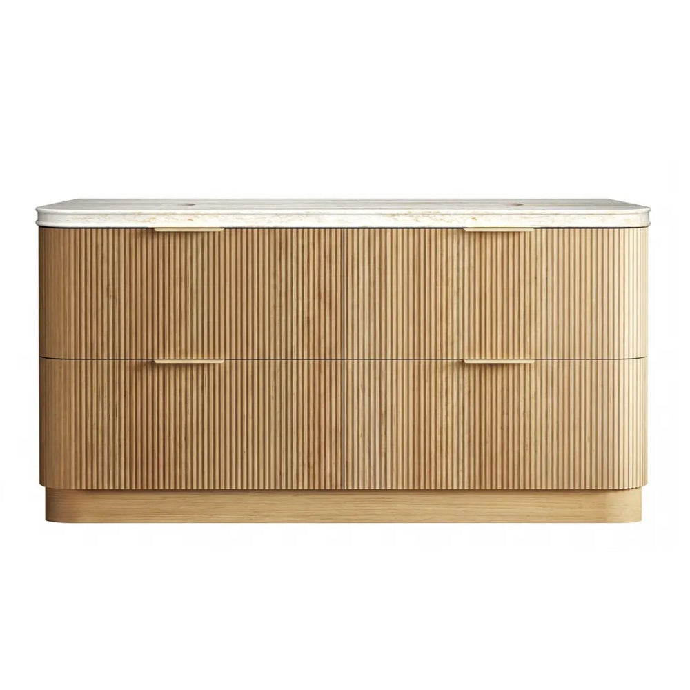 Otti Havana Fluted Freestanding Curve Vanity 1800mm Woodland Oak / Sand Dune Top HAFW1800LST-SD