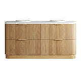 Otti Havana Fluted Freestanding Curve Vanity 1800mm Woodland Oak / Round Basin Moulded Top HAFW1800LMT-RB