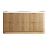 Otti Havana Fluted Freestanding Curve Vanity 1800mm Woodland Oak / Square Basin Moulded Top HAFW1800LMT-SB