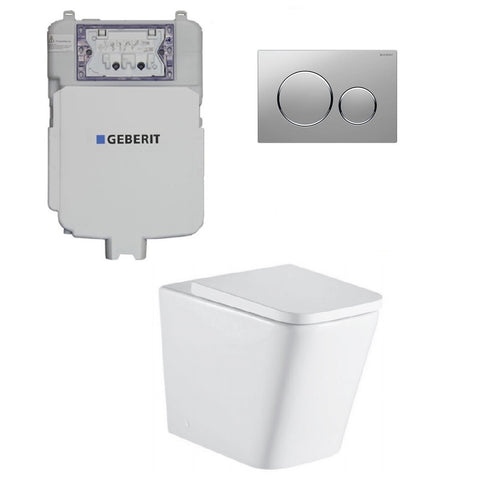 Geberit Toilet Package, Oliveri Munich Wall Face Toilet Pan to Floor, Sigma 8 Inwall Cistern with Sigma 20 Flush Plate Matt Chrome (4675266576444)