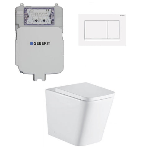 Geberit Toilet Package, Oliveri Munich Wall Face Toilet Pan to Floor, Sigma 8 Inwall Cistern with Sigma 30 Flush Plate Matt White (4675266478140)