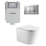 Geberit Toilet Package, Oliveri Oslo Wall Face Toilet Pan to Floor, Sigma 8 Inwall Cistern with Sigma 30 Flush Plate Matt Chrome (4675267035196)