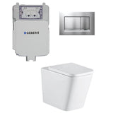 Geberit Toilet Package, Oliveri Munich Wall Face Toilet Pan to Floor, Sigma 8 Inwall Cistern with Sigma 30 Flush Plate Matt Chrome (4675266445372)