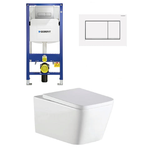 Geberit Toilet Package, Oliveri Munich Wall Hung Pan, Sigma 8 Inwall Cistern Frame with Sigma 30 Flush Plate Matt White (4675266805820)