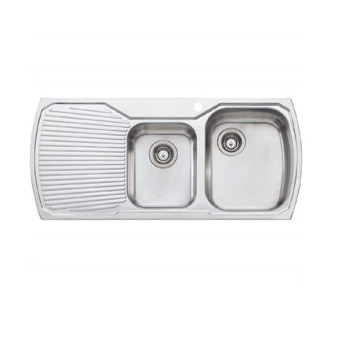 Oliveri Monet 1100mm 1 & 3/4 Bowl Sink With Left Hand Drainer Stainless Steel MO712