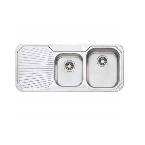 Oliveri Petite 1080mm Topmount 1 & 3/4 Bowl With Left Hand Drainer Stainless Steel PE312