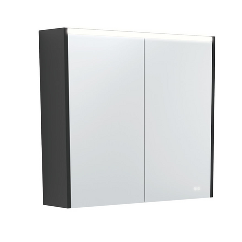 Fienza Mirror LED Cabinet 750mm Satin Black PSC750B-LED