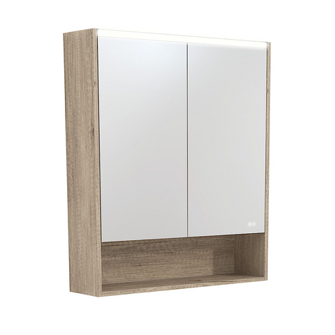 Fienza Mirror LED Cabinet 750mm with Undershelf Scandi Oak PSC750SS-LED