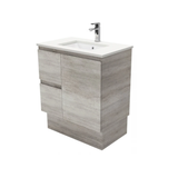 Fienza Crystal Pure Undermount Stone Top, Edge Industrial 750mm (Left Drawers) Vanity Unit with Kickboard SC75XKL