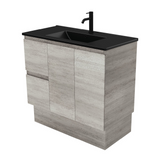 Fienza Dolce Matte Black Industrial 900mm Vanity Kickboard (Left Drawers) TCLB90XKL