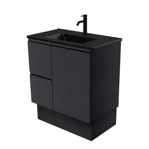 Fienza Dolce Matte Black Satin 750mm Vanity Kickboard (Left Drawers) TCLB75ZBKL