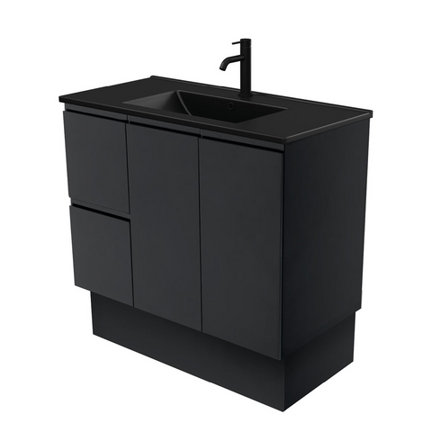 Fienza Dolce Matte Black Satin 900mm Vanity Kickboard (Left Drawers) TCLB90ZBKL