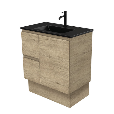 Fienza Dolce Matte Black Scandi Oak 750mm Vanity Kickboard (Left Drawers) TCLB75SKL