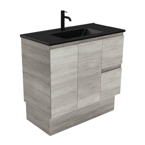 Fienza Dolce Matte Black Industrial 900mm Vanity Kickboard (Right Drawers) TCLB90XKR