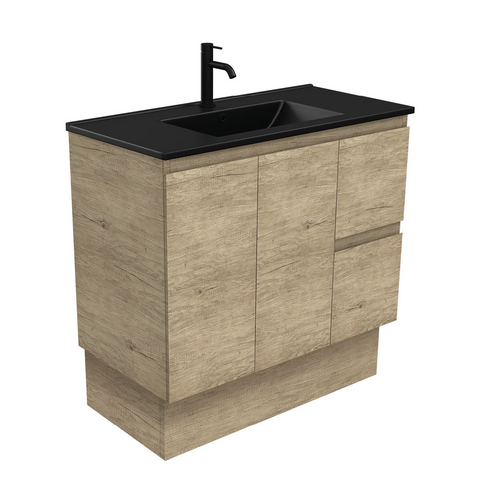 Fienza Dolce Matte Black Scandi Oak 900mm Vanity Kickboard (Right Drawers) TCLB90SKR