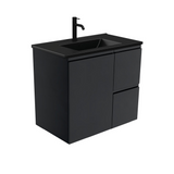 Fienza Dolce Matte Black Satin 750mm Vanity Wall Hung (Right Drawers) TCLB75ZBR