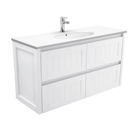 Fienza Rotondo Hampton 1200mm Wall Hung Vanity Unit White ROT120T