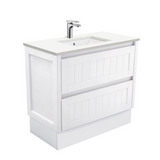 Fienza Crystal Pure Undermount Stone Top, Hampton 900mm Vanity Unit with Kickboard White SC90TK