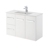 Fienza Delgado 900mm Vanity Unit Wall Hung Left Drawers White 90DL