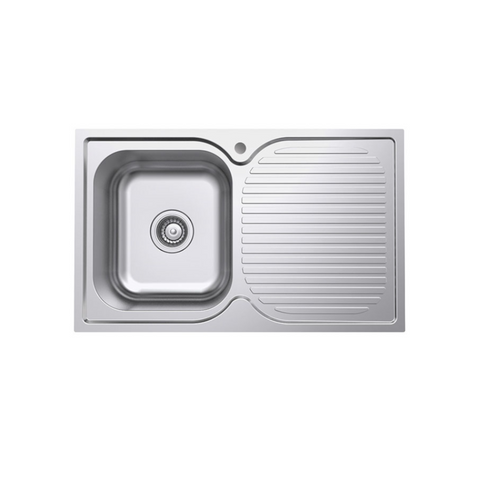 Fienza Tiva Single Kitchen Sink Left Hand Bowl 780x480x180mm Stainless Steel 68104L