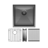 Fienza Hana Single Kitchen 32L Sink Kit PVD Carbon Metal 68401CM-KIT