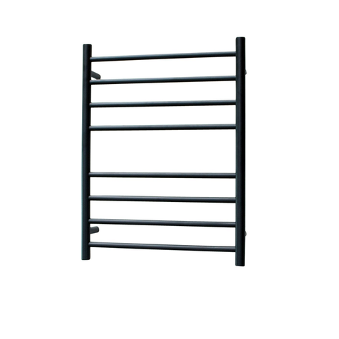 Radiant Matte Black 530 x 700mm Round Heated Towel Rail (Left Wiring) BRTR530LEFT