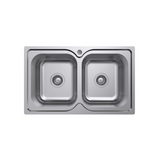 Fienza Tiva Double Kitchen Sink 780x480x180mm with Tap Hole Stainless Steel 68108-1