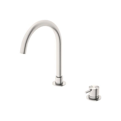 Nero Mecca Hob Basin Mixer Round Spout Brushed Nickel NR221901bBN