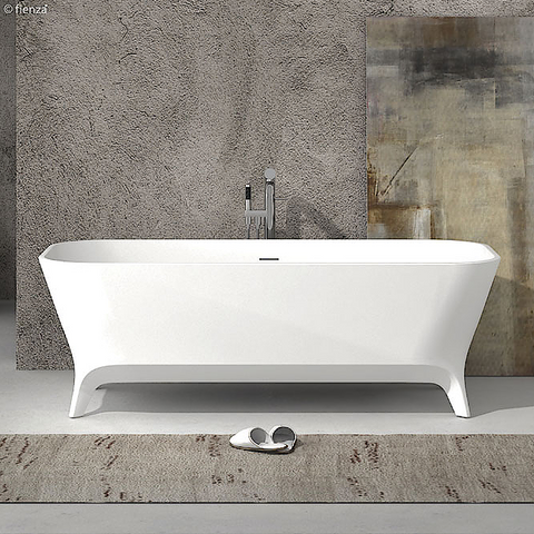 Fienza Hampton Cast Stone Solid Surface Bath 1600mm Matte White ST17