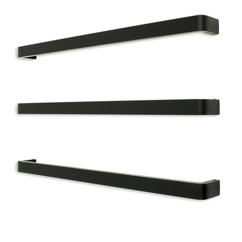 Radiant Matt Black 650mm Single Square Bar with Rounded ends Heated (Left or Right Wiring) BLK-VAIL-650