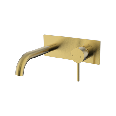 Ikon Hali Wall Mixer and Curved Spout Brushed Gold HYB88-602BG