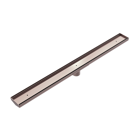 Nero Tile Insert V Channel 900x82mm Floor Grate 50mm Outlet Brushed Bronze NRFG002HSBZ