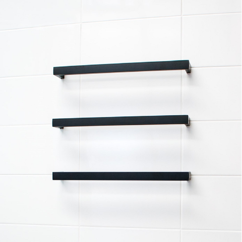 Radiant Black 800mm Square Single Bar Heated Towel Rail (Left or Right Wiring) BSBSTR-800
