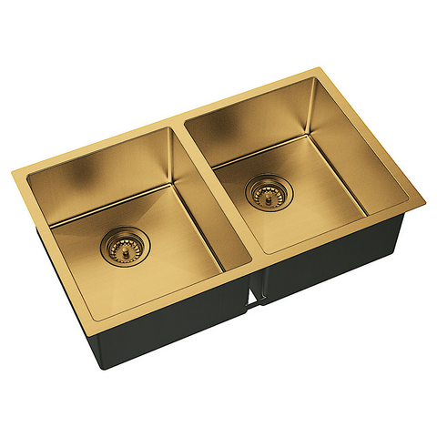 Fienza Hana Double Kitchen 27L Sink PVD Rugged Brass 68403RB