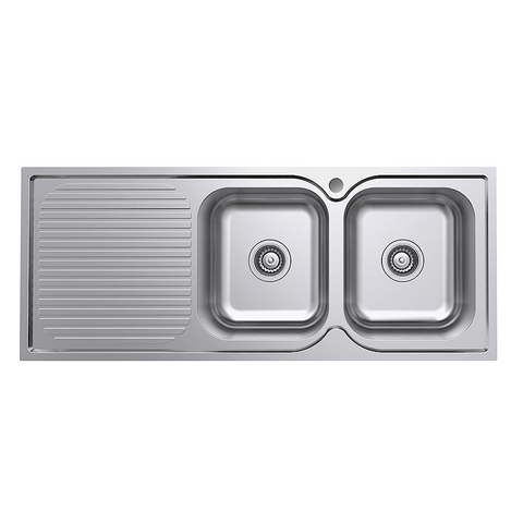 Fienza Tiva Double Kitchen Sink Right Hand Bowl 1180x480x180mm Stainless Steel 68107R